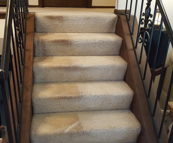 Stairs before and after cleaning
